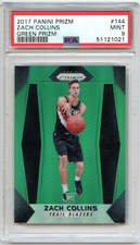 2017-18 Panini Prizm ZACH COLLINS Green Prizm Rookie Card PSA 9 Mint!. rookie card picture