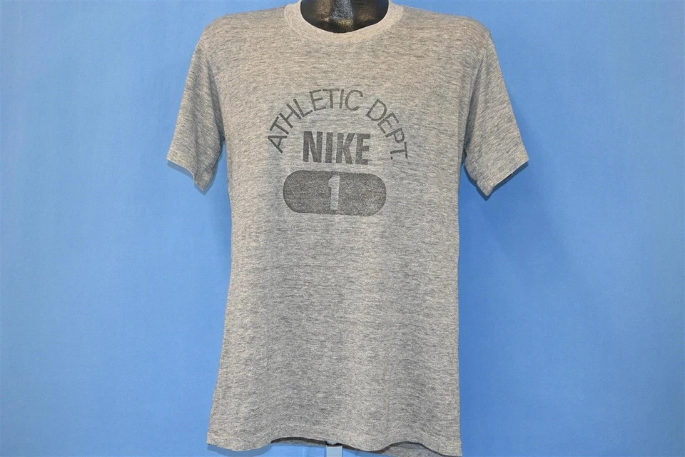 vtg 80s NIKE ATHLETIC DEPT RAYON TRI BLEND HEATHERED GRAY SOFT t-shirt LARGE L - Image 2 of 4