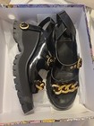 Jeffrey Campbell Crunched Platform Strappy Chain Link Sandal Black Gold SZ 9.5 — photo 2