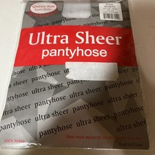 Ultra Sheer Pantyhose Queen Sz Extra Wide Fits40"-56" hips 160-230 1X-2X Whit