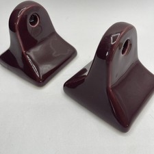 VTGRetro Mid-Century MCM Porcelain Cocoa Maroon Toilet Paper Holder Wall Brack