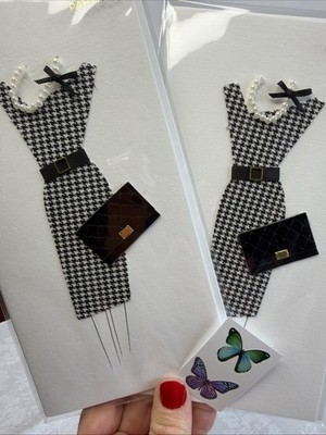 2 Papyrus Cards High Quality Women Dress Pearls Purse Belt BLANK CARD MSRP $7.95