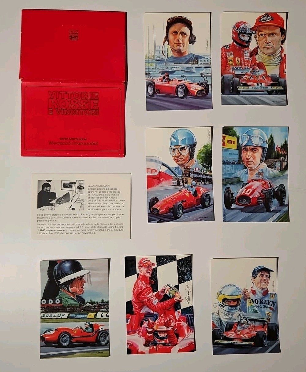 Ferrari Vittorie Rosse E Vincitori 7 Cartoline Con Folder Giovanni Cremonini