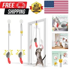 2 Pack Door Hanging Cat Mouse Toy with Squeaky Sound,No Batteries Required,In...