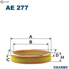 AIR FILTER AE 277 FOR RENAULT 11 ENCORE SUPER/5 19/Mk/II/Chamade/� ALLIANCE 1.7L