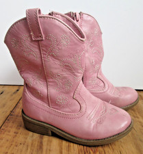 Girls Size 9 Pink Cowboy Boots from Target Faux Leather Embroidered Side Zip