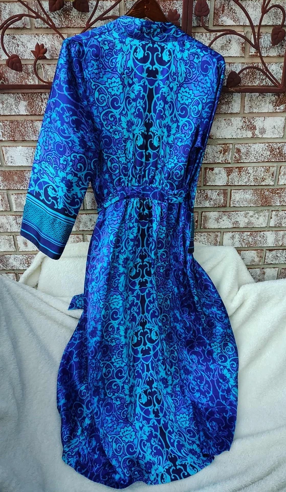 Oscar De La Renta 缎面花卉长带 2 个口袋长袍 S 码 — 第 2/4 张图片