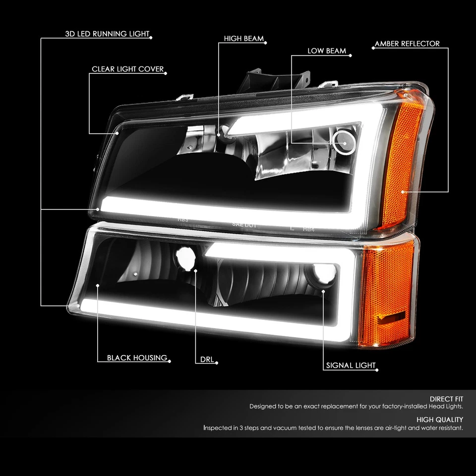Black LED Headlight Bumper Parking Lamps w/Bracket for 03-07 Silverado Avalanche Foto 2 de 4