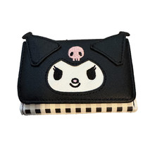 Sanrio Kuromi Black White Trifold PU Faux Leather Wallet w/ Coin Purse unused