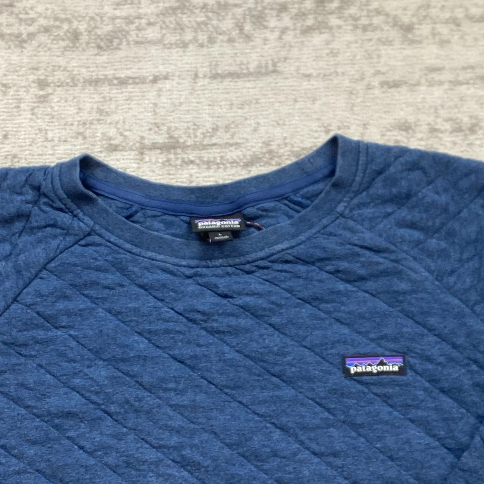 Sudadera Patagonia Algodón Edredón Crew Damas Grande Azul Preparación Informal Caminata Mujeres Foto 3 de 4