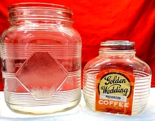Golden Wedding Coffee Glass Jar Marshall Food Products Marshalltown, Iowa 1 &2lb