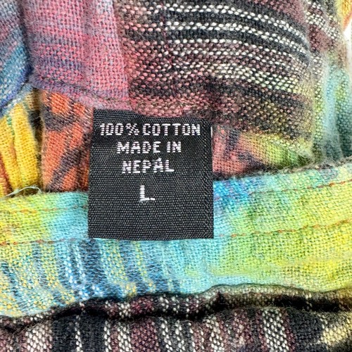 Made in Nepal Tie Dye Multicolor Overalls 100% Cotton Hippie Festival Size Large - Picture 11 of 18