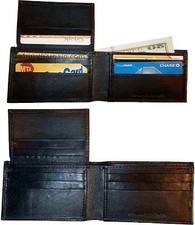 Lot of 2 man's slim leather bi-fold wallet 9 card holder 2 billfold pockets 1 ID