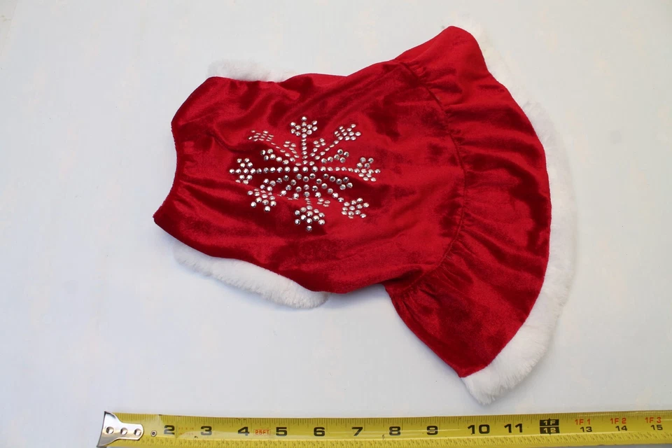 Simplydog Christmas Dog Costume Outfit - Red Snowflake Rhinestone Dress - Medium - Image 2 of 4