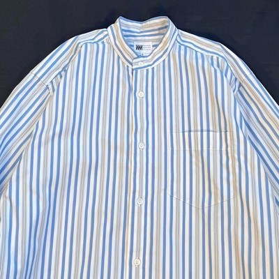 ISSEI MIYAKE Band collar long sleeve shirt Stripe 90s Size L 