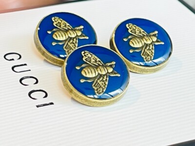 Gucci  buttons 3 pcs  metal 17 mm 0,7 inch  metal   Logo GG blue