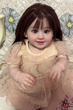 28" Realistic Reborn Girl Doll Toddler Hand-Rooted Hair Artist Handmade Toy Gift