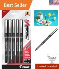 Precise V5 Black Rolling Ball Pens, Extra Fine 0.5mm, Capped Design, Pack of 5