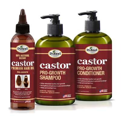 #ad Difeel Pro Growth with Castor Oil 3 PC Hair Care Set Shampoo 12oz Conditioner $24.99