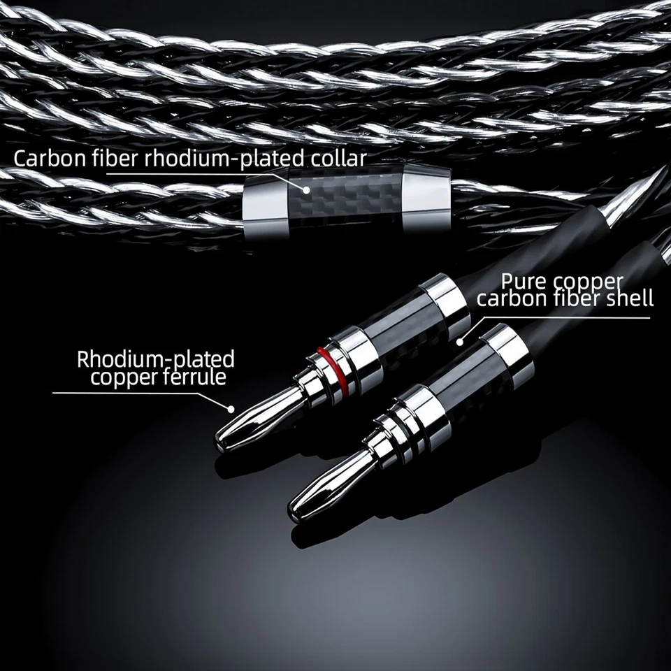 HiFi Audio Speaker Cable Banana /Spade Plug 8N OCC Silver Plated Cord Connector - Image 4 of 4