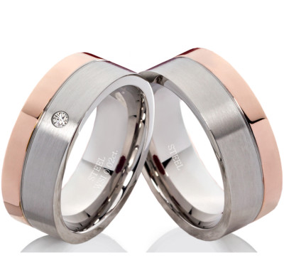 Eheringe Trauringe mit echtem Diamant Verlobungsringe mit Lasergravur B146
