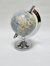 Tabletop Small Decorative World Globe With Silver tone