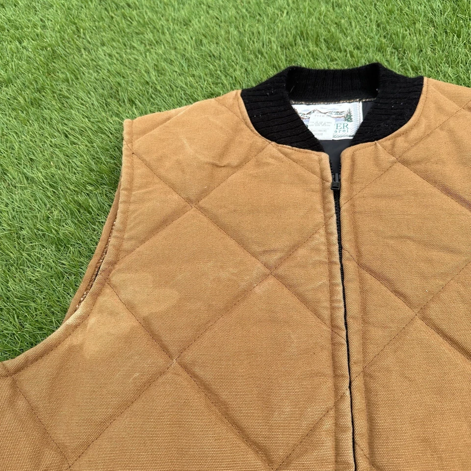 Chaleco de Lona Acolchado Ropa Resistente Forester Años 90 De Colección Talla 2XL Bronceado Aislado Trabajo Foto 4 de 4