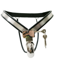 Male Double Chain Stainless Steel Adjustable Chastity Device Belt Penis Cage
