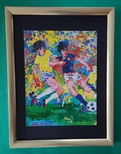 LeRoy Neiman ZICO ROSSI 1982 CUP Signed Pop Art Mounted and Framed  New 16x12 W