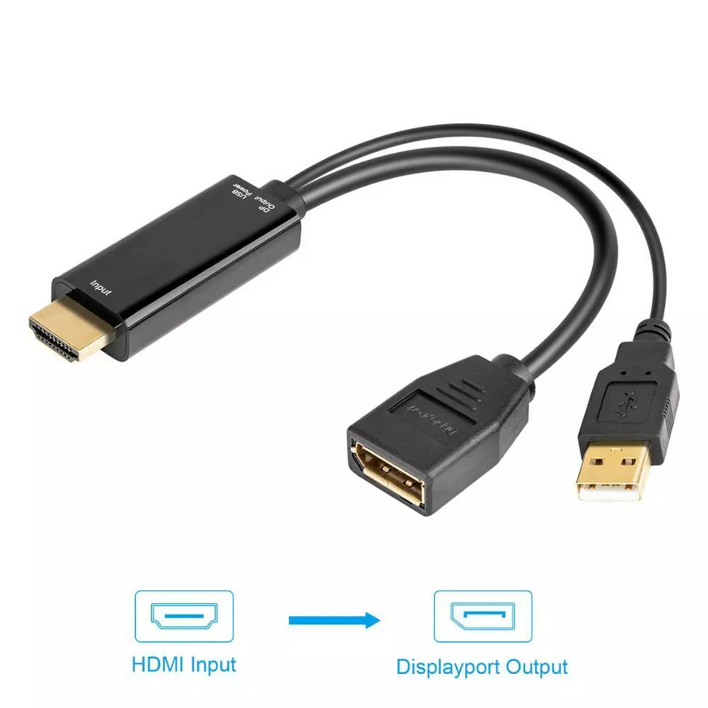 HDMI Displayport Adapter HDMI to Displayport Cable USB 2.0 for Monitor HDTV