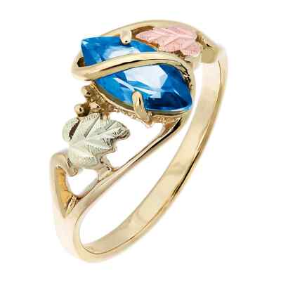 Blautopas Marquise - Black Hills Goldring / Custom Made in USA Geschenkbox