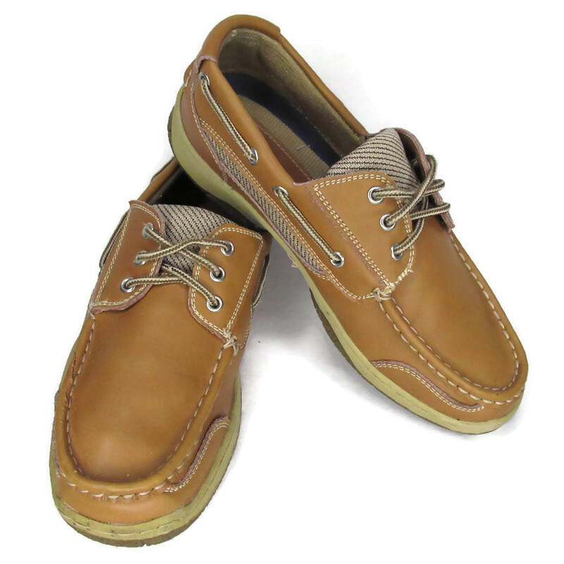 Highland Creek Men Brown leather Boat Shoe Deck Dock Bodega