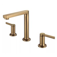 Bathroom Gold Brushed Brass Basin Mixer Faucet Double Handles Three Holes Tap