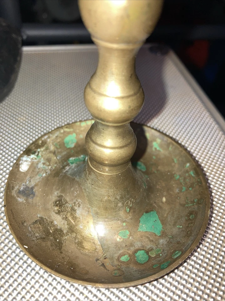 Vtg. Traditional Single 7” Church Altar Pillar Candlestick Patina Taiwan - Image 2 of 4