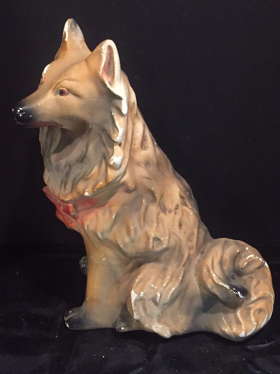 Antique Vintage LARGE Plaster Chalkware Dog Sculpture | eBay