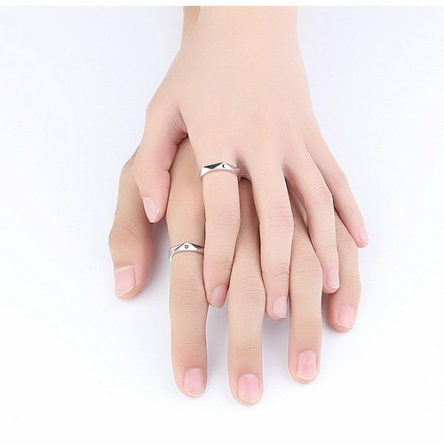 Silver Plated Sun Moon Finger Ring Lover Couple Jewelry Adjustable Women Men - Picture 7 of 10