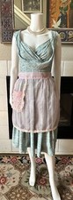 Vintage 1950's Demure Light Pink Half Apron Organza and Lace Sz XS-L Sheer