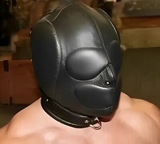 Bondage Hood Real Leather Sensory Deprivation Gimp Mask SM Slave Cosplay