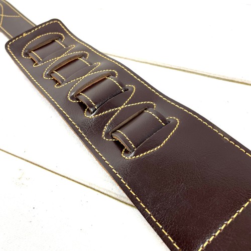 Walker & Williams Extra Wide 4" Dark Brown Leather Double Padded Guiar Strap - Picture 11 of 15