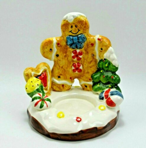 Ceramic Votive Candle Holder Christmas Gingerbread Cookie  - Afbeelding 1 van 7