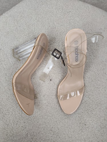 Boohoo The Glass Women Heels 9 Clear Ankle Strap Block High Heels Sandal Shoes - Picture 6 of 19