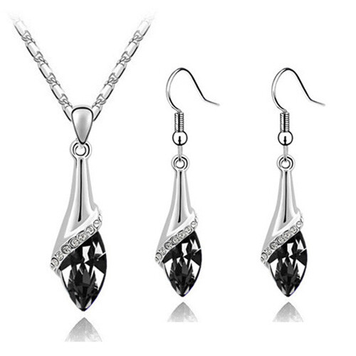 Black Silver Crystal Tears Evening Prom 