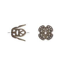 10 Antiqued Gold Plated Brass 11x10mm Long Filigree Bead Caps Fits 12-14mm Beads