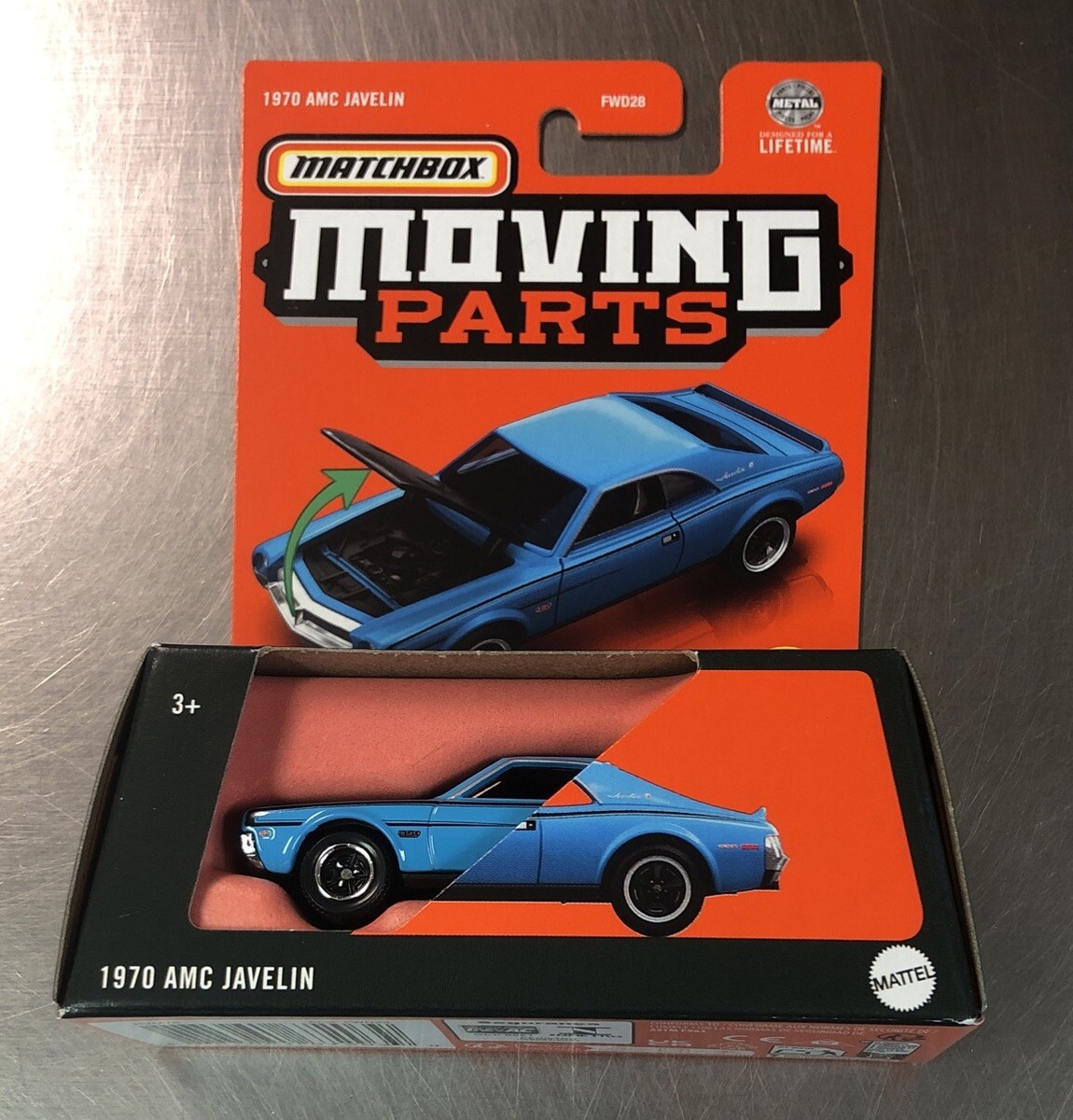 MATCHBOX MOVING PARTS 1970 AMC JAVELIN BLUE PAINT 1/64 SCALE FREE