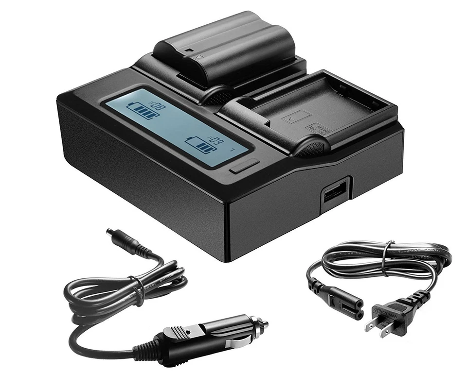 Cargador LCD de doble canal adaptador de coche para Nikon D850 D810 Z6 Z7 MH-25 EL15 EL15b Foto 2 de 4