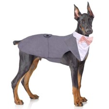 Dog Tuxedo and Bandana Set Formal Gentleman Dog Attire with Bowtie for Weddin...