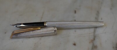 Stylo Waterman Argent Massif Grain D'orge - Modèle CF, Excellent état, Recharge Incluse