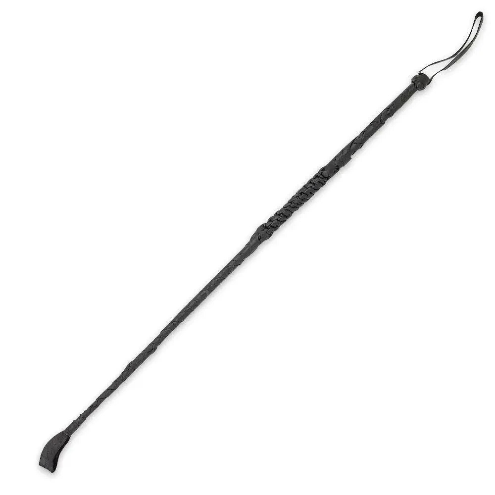 24" BLACK REAL GENUINE LEATHER RIDING CROP WHIP HORSE TRAINING RIDING
