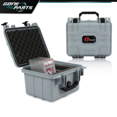 Gray 50 CT Graded Card Storage Box Travel Waterproof Case Slab Holder+Protector