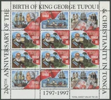 Tonga 1997 SG1405-1408 Christianity and KGI horizontal smaller sheetlet MNH